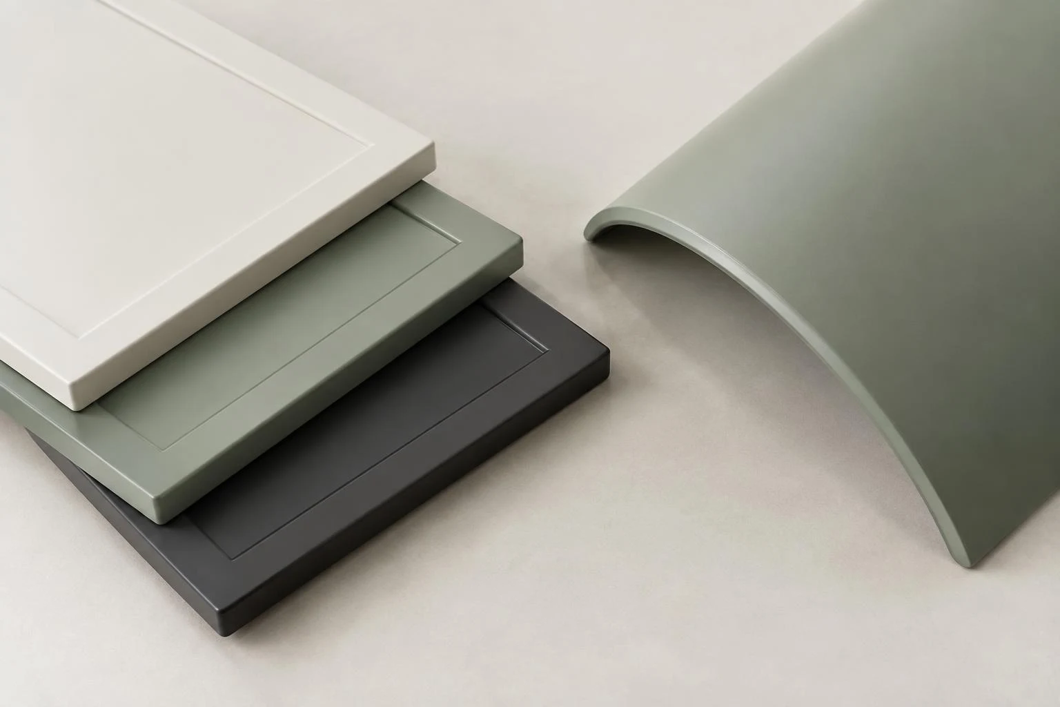 Illustration of painted MDF panels with seamless curved and custom-colour finishes.